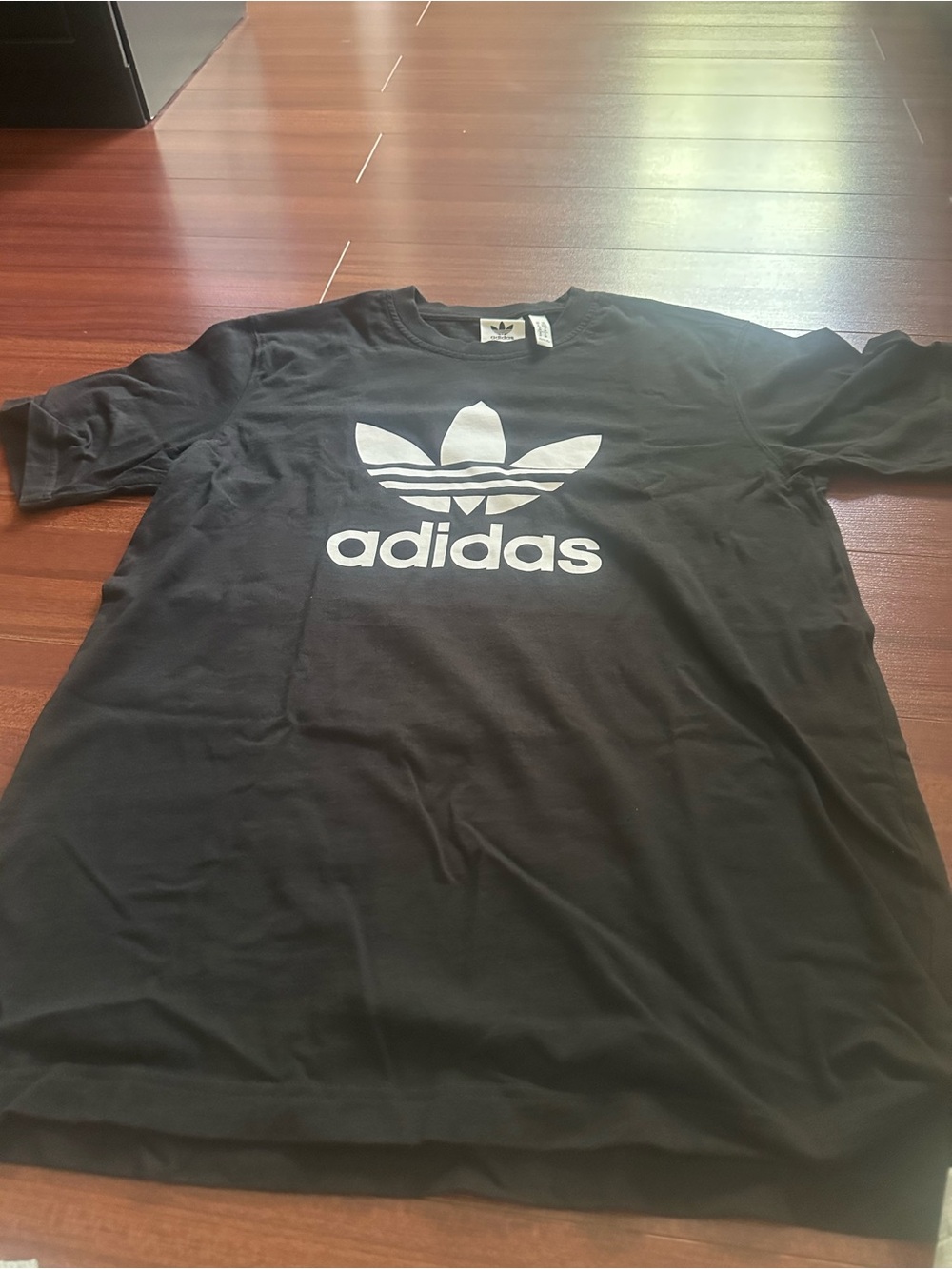 adidas Black T-Shirt with White Trefoil Logo